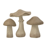 Champignon décoratif J-Line en polyrésine gris, lot de 3 pièces