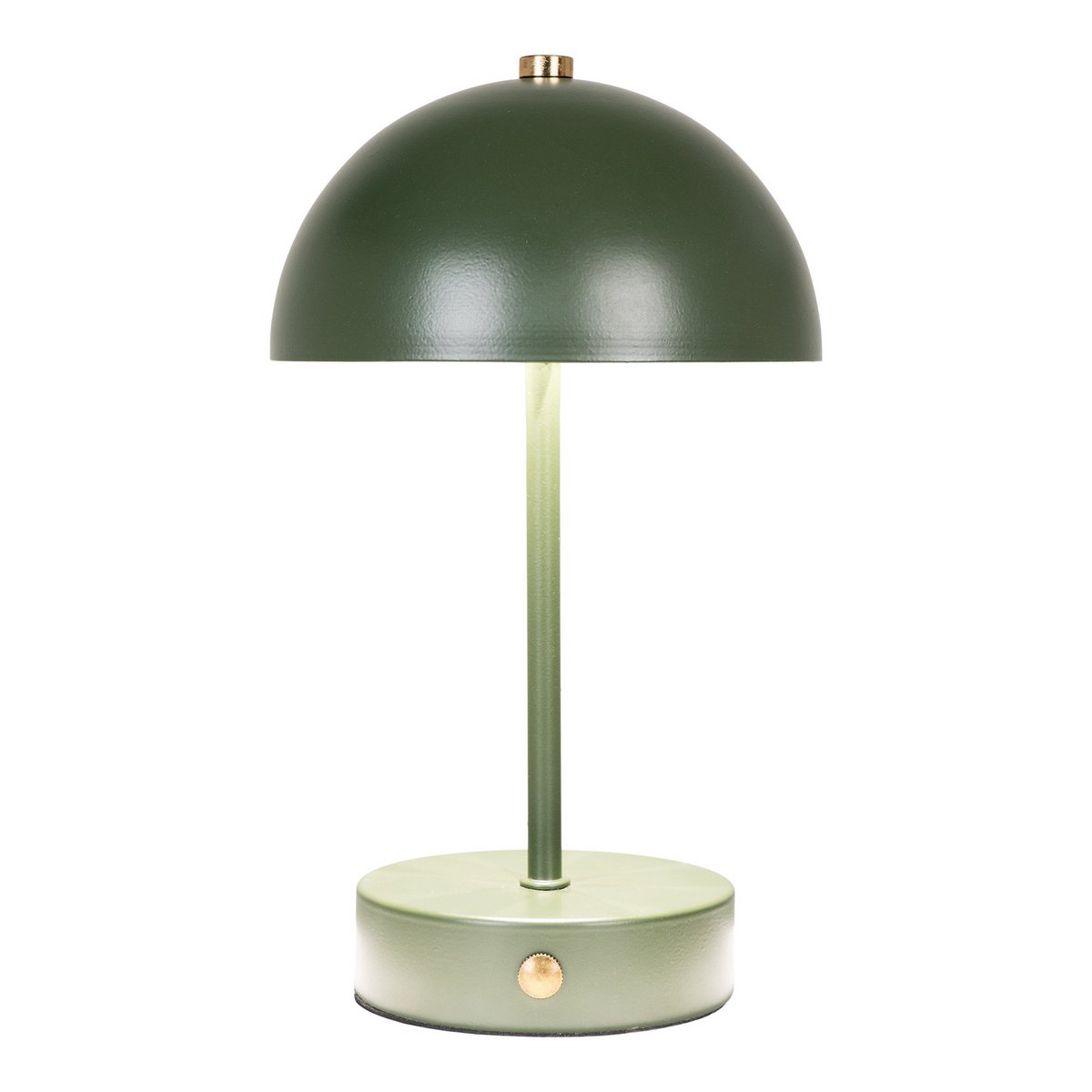 Vue latérale de la lampe LED Holt, couleur verte, sur une table