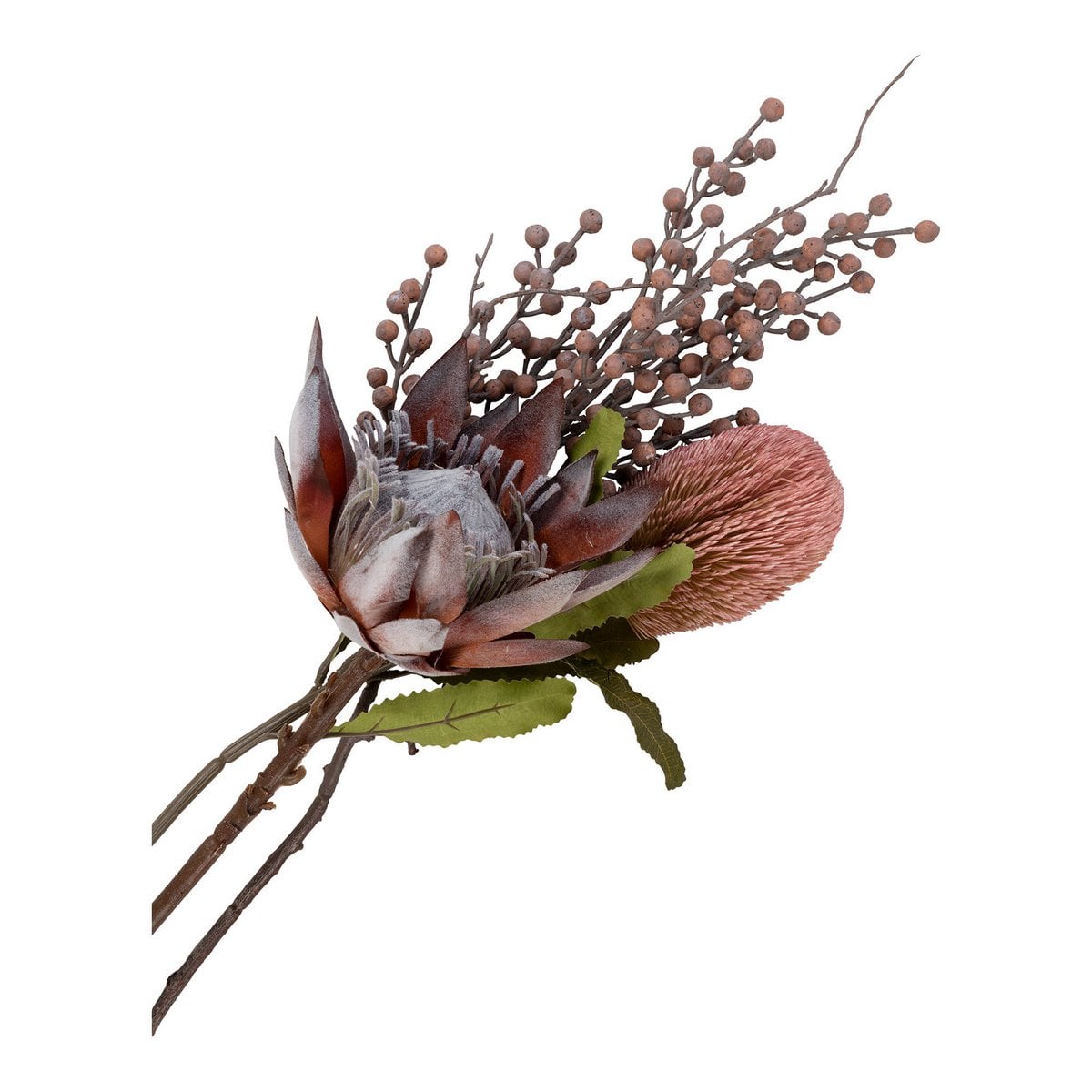 Bouquet King Protea avec mélange de roses, vue d'ensemble