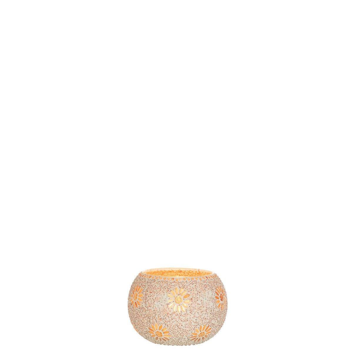 Bougeoir J-Line Bram Speckled en verre saumon, vue de face