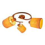 Mur et plafond à 3 places «Maron» en métal-satin-matt avec parasols en tissu dans la nature, avec version E14, lampe pour le salon, salle à manger, couloir et bureau, 28,5 cm de diamètre