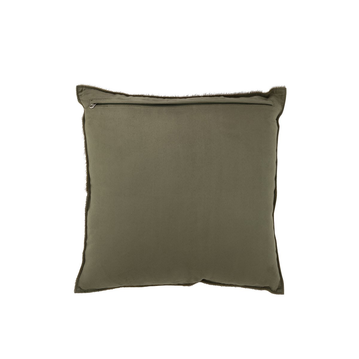 Coussin J-Line Poil de Vache en Cuir Olive - vue de face