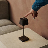 Lot de 8 lampes de table rechargeables marron moka avec station