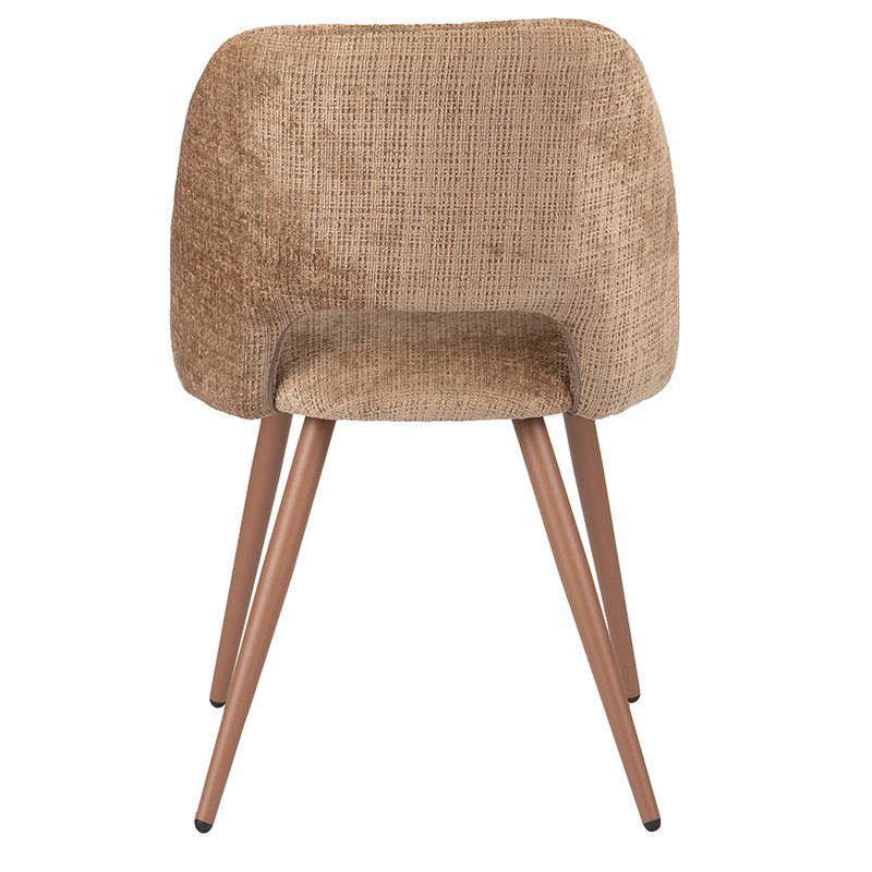 Chaise d'arc caramel, mise en scène dans une salle à manger