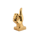 Statue OK en céramique dorée vue de côté