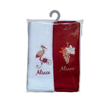 Mignognette 2 Torchons Nid d'abeilles Alsace Assortis 40 x 60