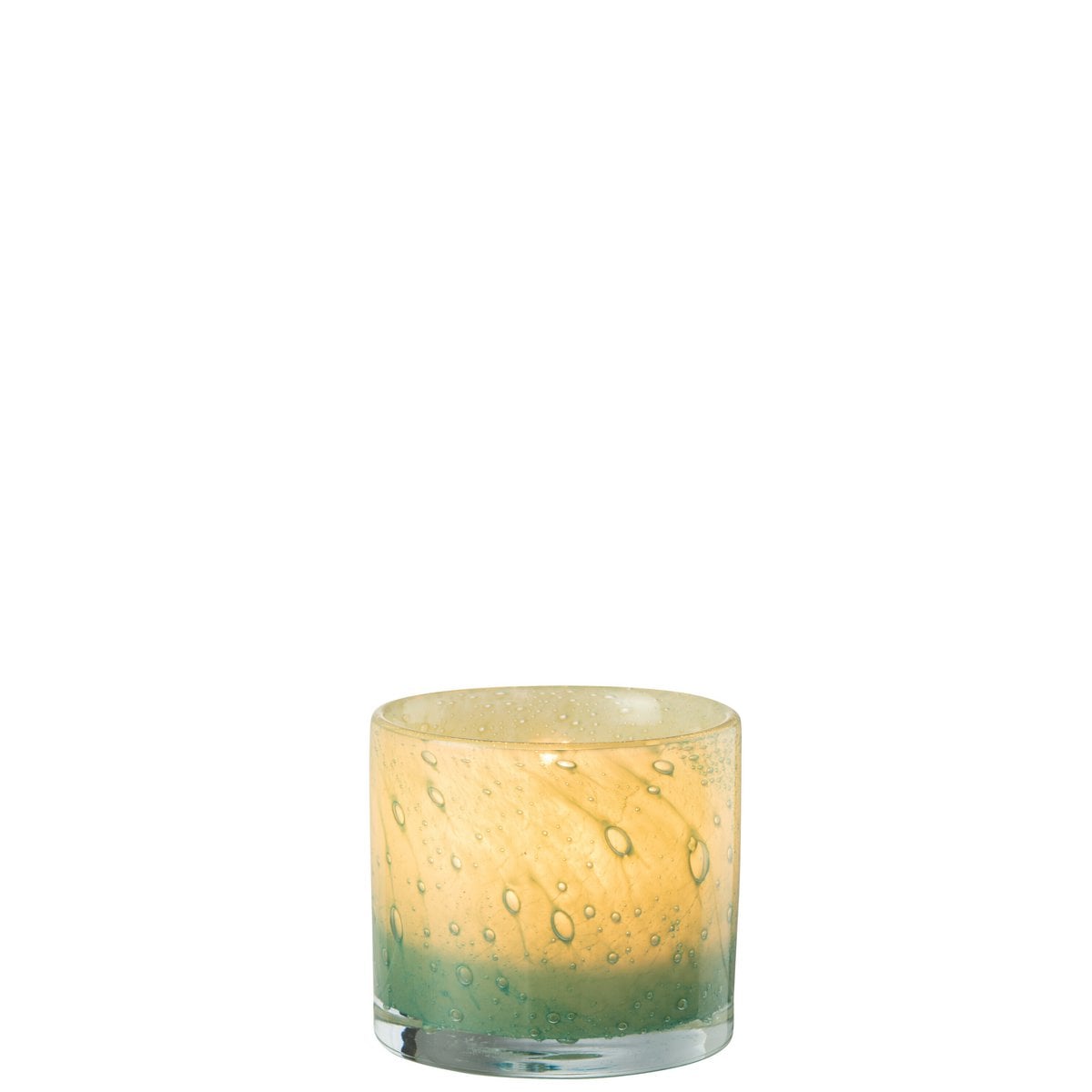 Bougeoir J-Line en verre vert, détail du motif en verre