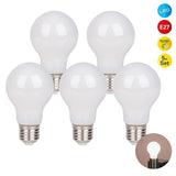 Lampe à LED 5 set avec douille E14, forme de poire 8 watts, en métal et en verre, laiteux