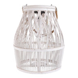 DÉCOLOR SOLAIRE LED "KORBINIAN" pour le jardin et la terrasse en bois et en rotin de nature, lampe solaire 34 cm de haut