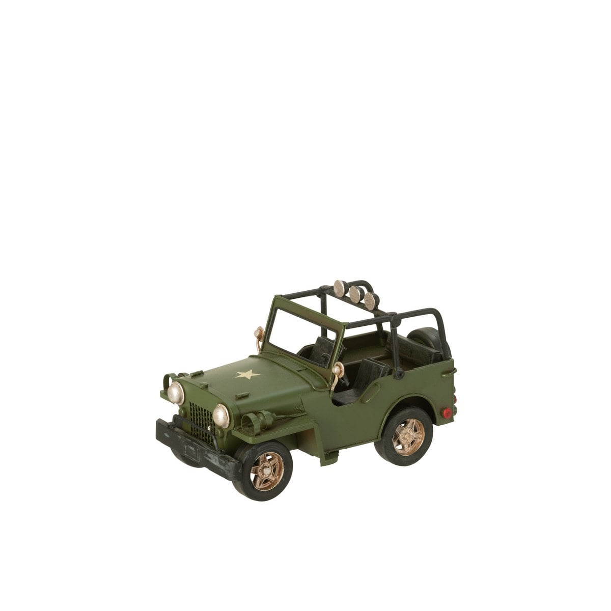 Décoration J-Line 4x4 Antique en métal vert kaki - détail du design