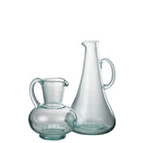 Carafe longue J-Line en verre transparent et bleu clair vue de face