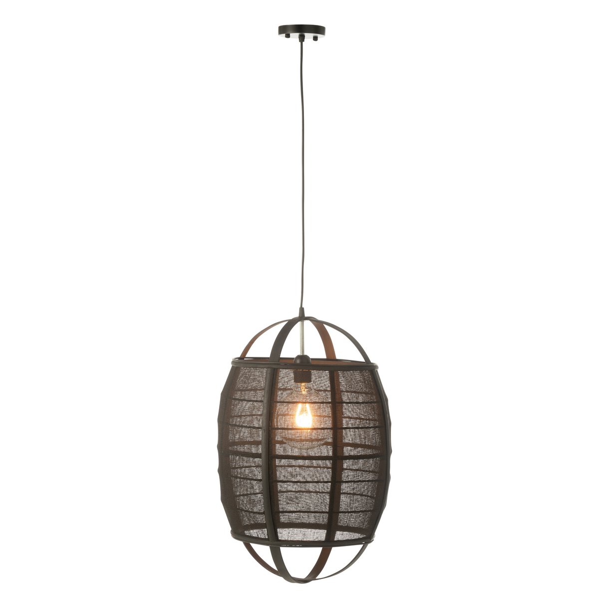 Lampe suspendue Ion Lin en bambou noir - vue avant