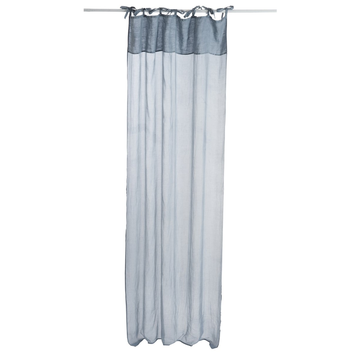 Rideau J-Line Voile bleu-gris en coton et lin, vue de face