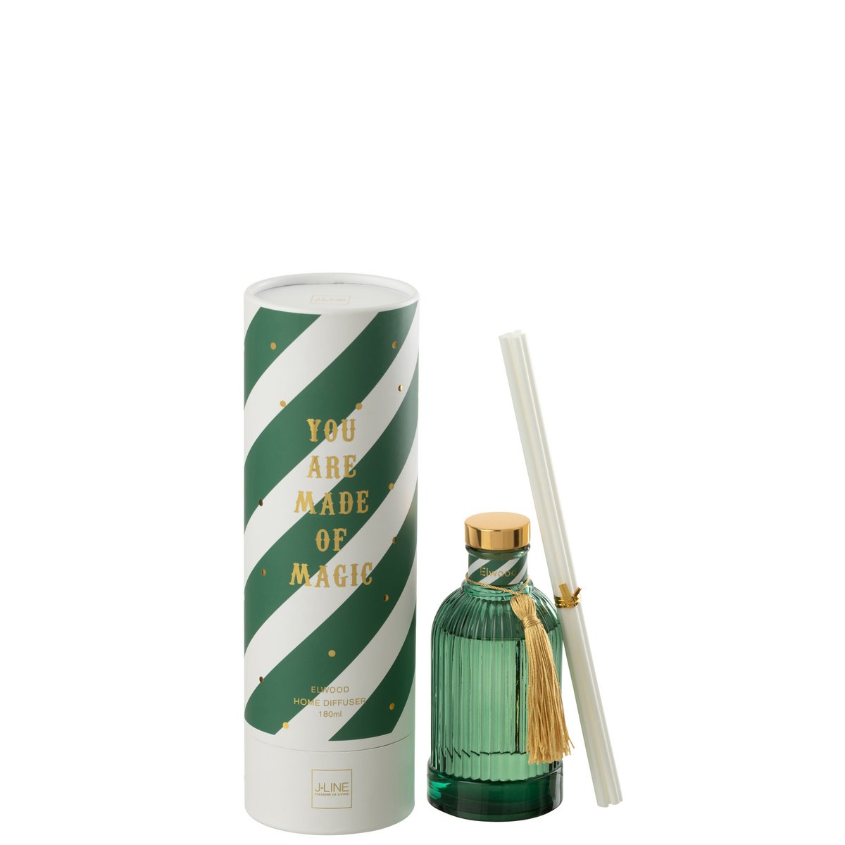 Bâtonnets parfumés J-Line Elwood en verre blanc et vert, design élégant