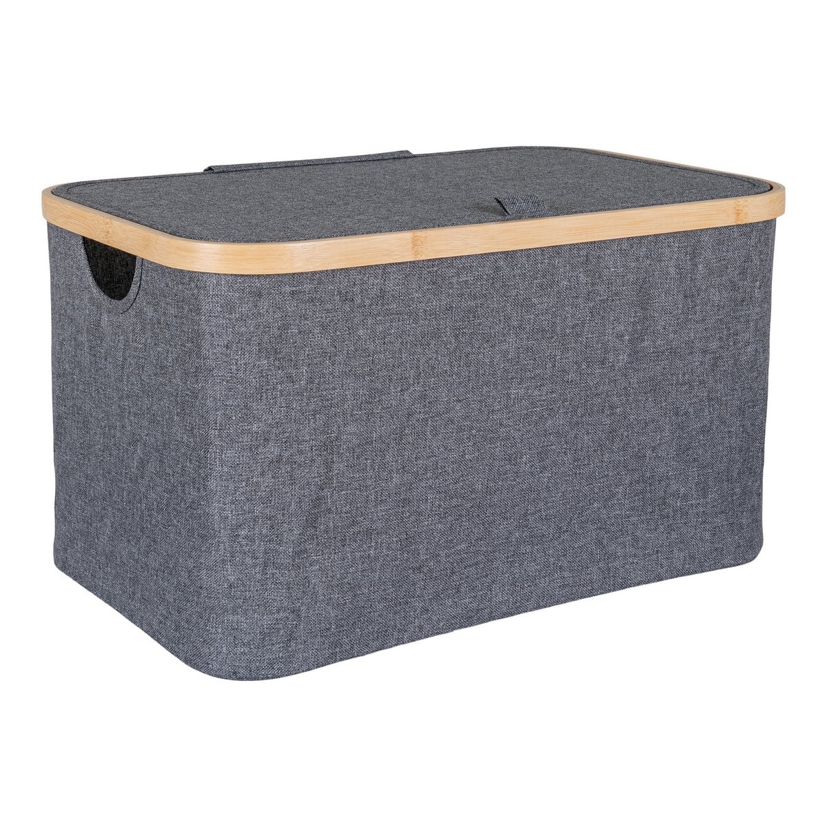 Panier Noto gris foncé avec couvercle en bambou et polyester