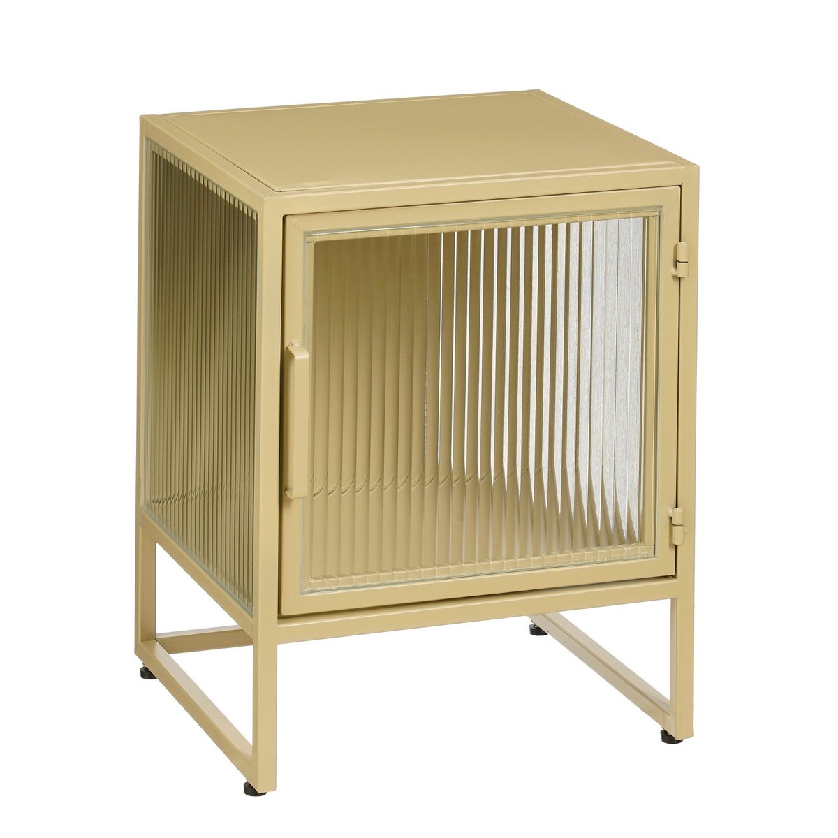 Détail du meuble Clifton Beige - finition en fer et verre