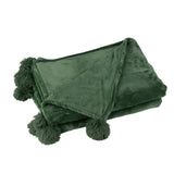 Détail des pompons du plaid vert foncé J-Line