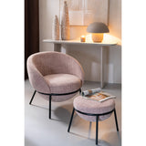 J-Line chaise longue + pouf - fer - rose/noir