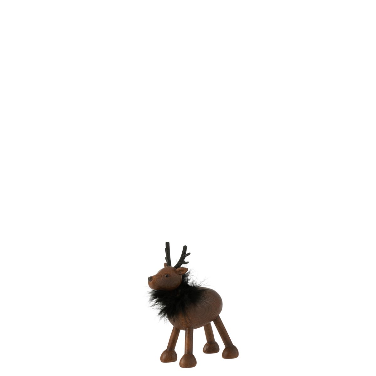 Figurine J-Line Hert Fair en polyresine marron et noir, décor élégant pour Noël