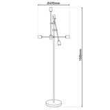 Lampe debout "modo" en noir en noir, versions en or, prise E27, lampadaire pour salon, salle à manger, cuisine, couloir, couloir ou bureau, 150 x 49 cm