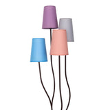 Lampe debout textile 4-flamme "boho" coloré, lampadaire avec parapluies colorés, avec une douille E14, pour salle à manger, salon, couloir ou bureau, 140 cm de haut