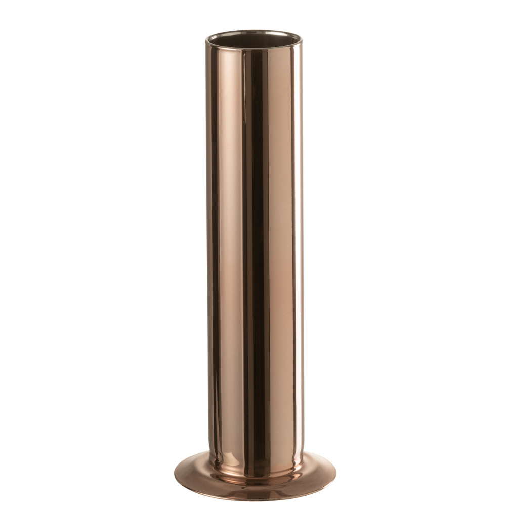 Vase J-Line Tube en verre et cuivre, vue de face