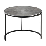 Ensemble de tables basses 2 pièces ø 55 et 45 cm table d'appoint en métal argenté tables rondes salon Carlton
