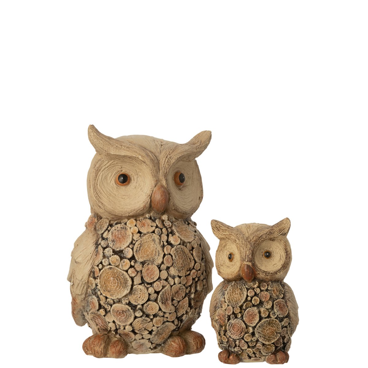 Figurine Hibou J-Line en bois naturel, vue de face