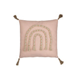 Coussin J-Line Rainbow Square en polyester rose sur canapé moderne