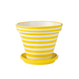 Pot de fleurs J-Line Granada Stripes en céramique jaune, vue de face
