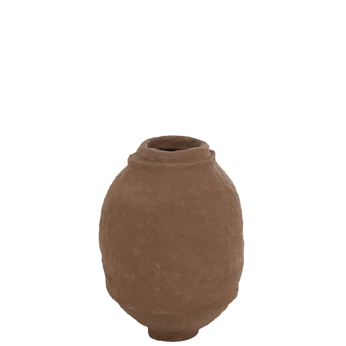 Vase J-Line en papier mâché marron, vue de face avec détails de texture