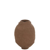 Vase J-Line en papier mâché marron, vue de face avec détails de texture