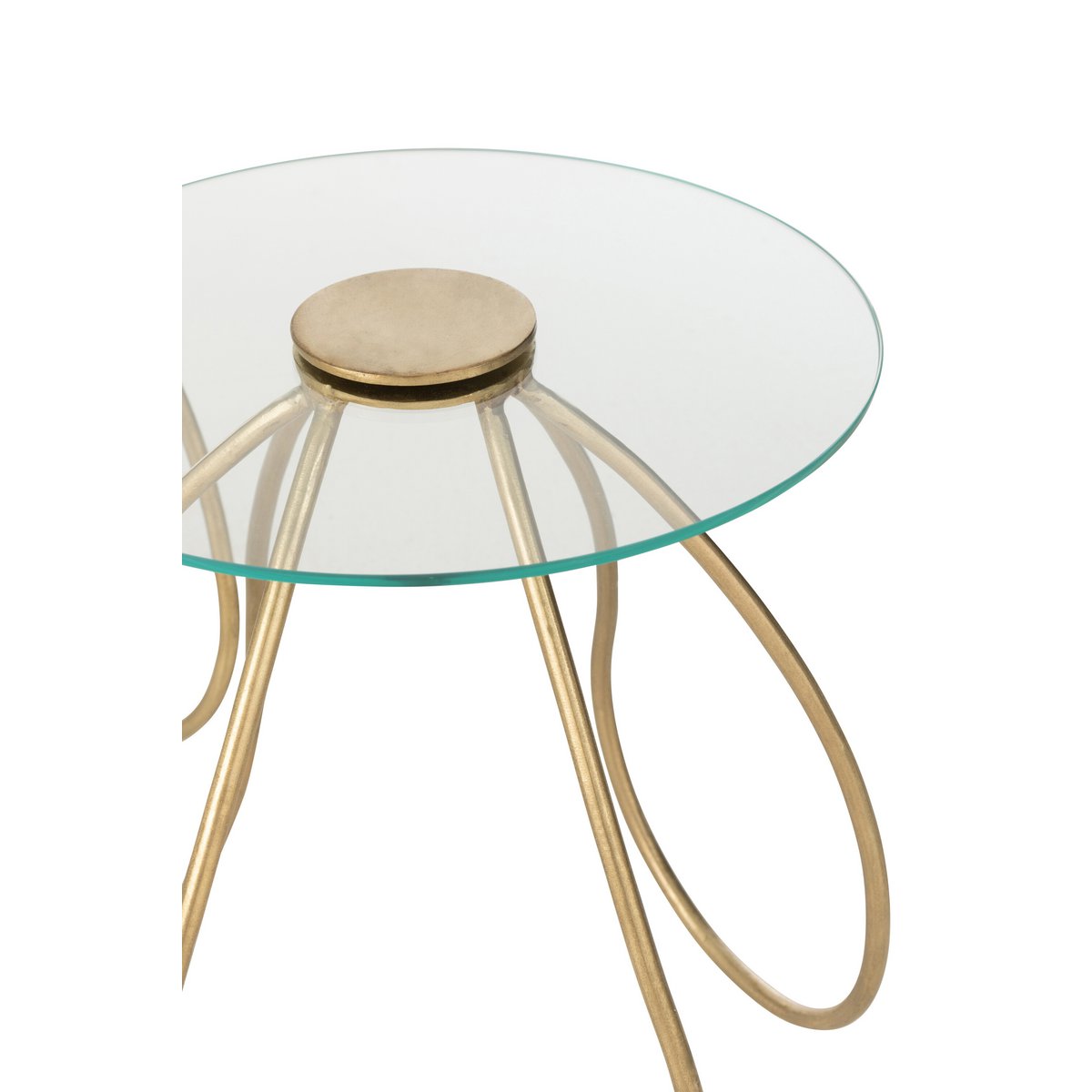 Détail du plateau en verre de la table J-Line