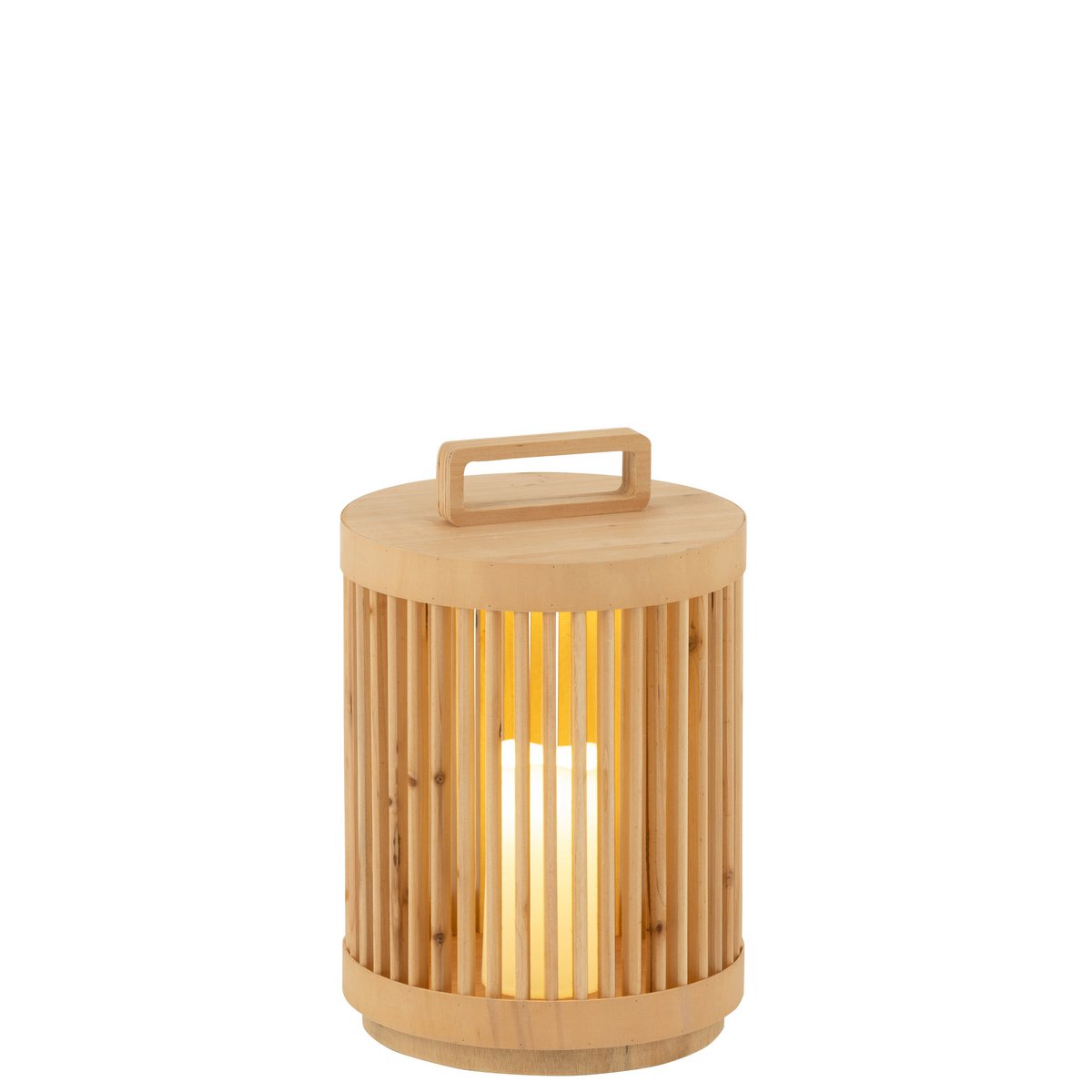 Lampe Cylindre J-Line Sparhout en bois naturel, vue de face