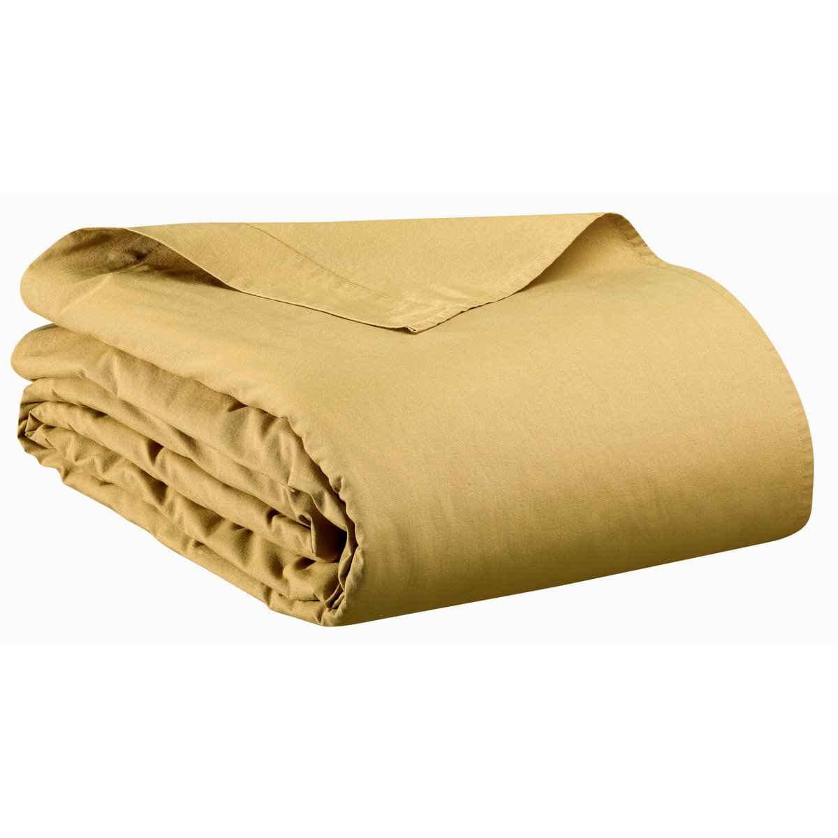 Drap plat Calita Or 240 x 300 en coton lavé, couleur dorée