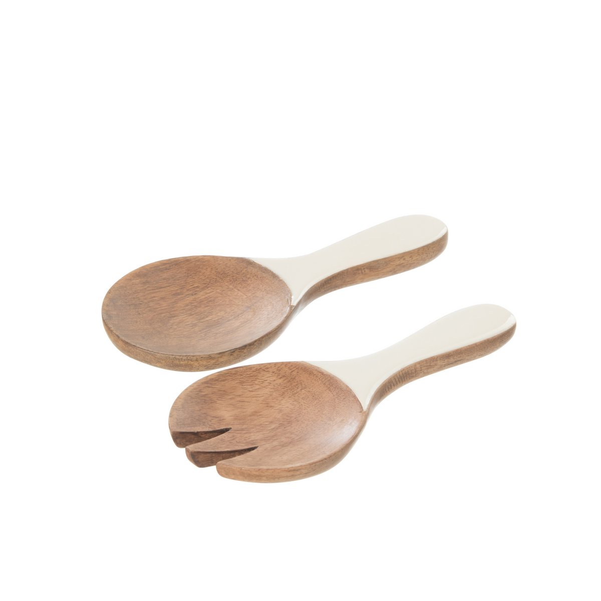 Couverts à salade Kos en bois marron et blanc, design scandinave
