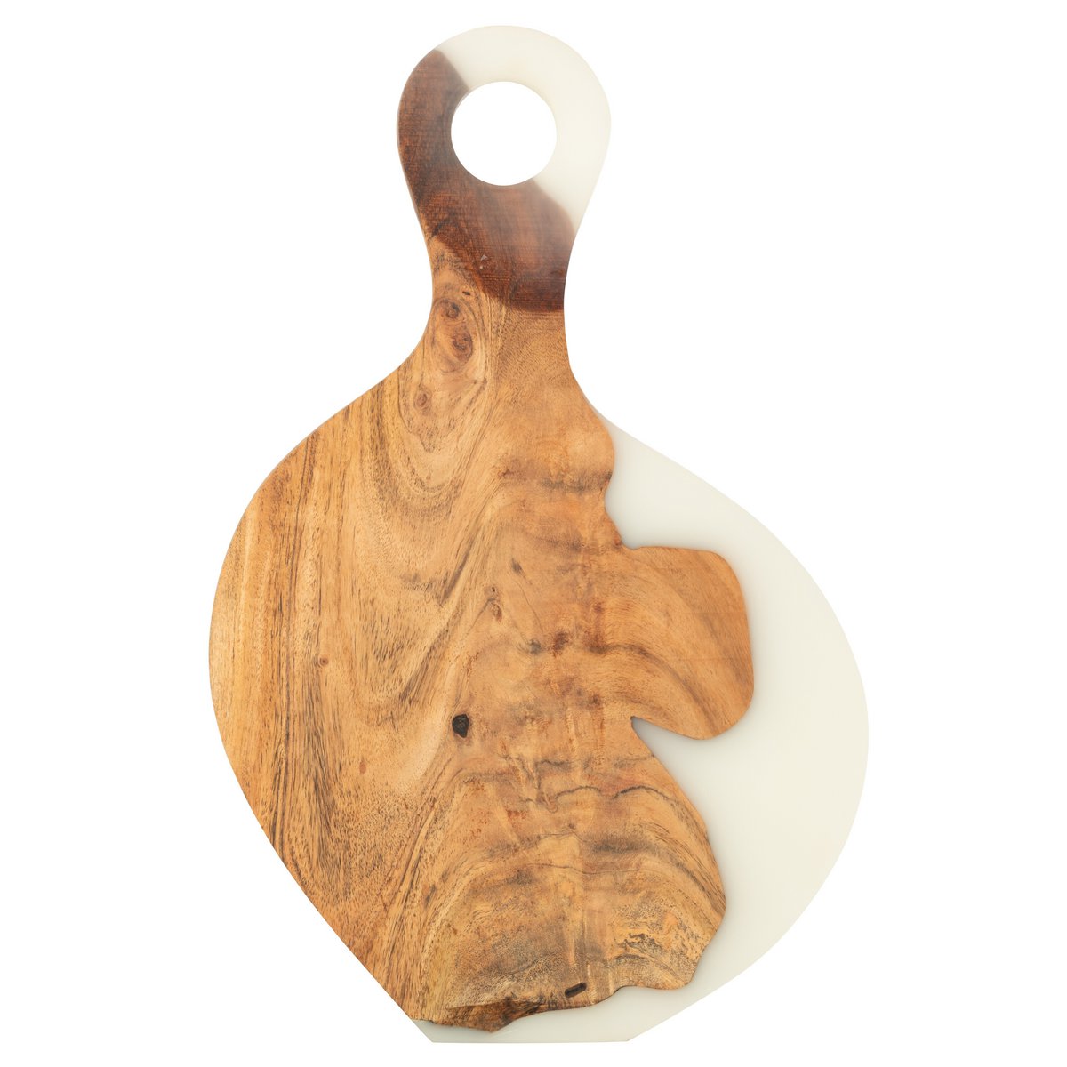 Planche à découper J-Line en bois naturel avec résine époxy blanche