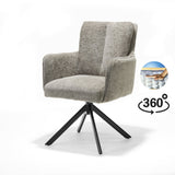 Fauteuil Alex Tissu Cremona %2302 Ecru - Structure rotative 360 noir A360