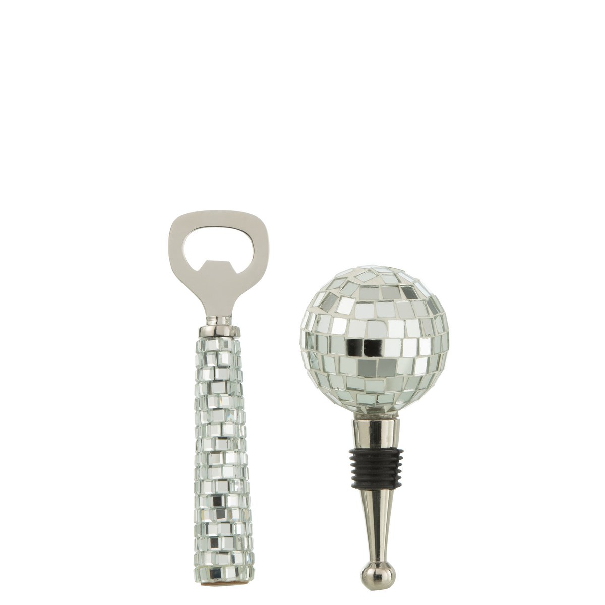Bouchon de bouteille J-Line en verre argenté - Pratique et chic
