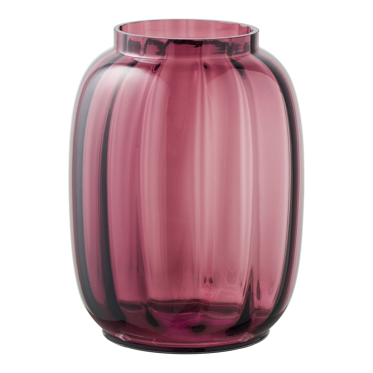 Vase en verre soufflé rouge fumé, vue de face