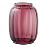 Vase en verre soufflé rouge fumé, vue de face