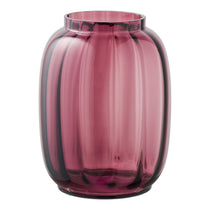 Vase en verre soufflé rouge fumé, vue de face