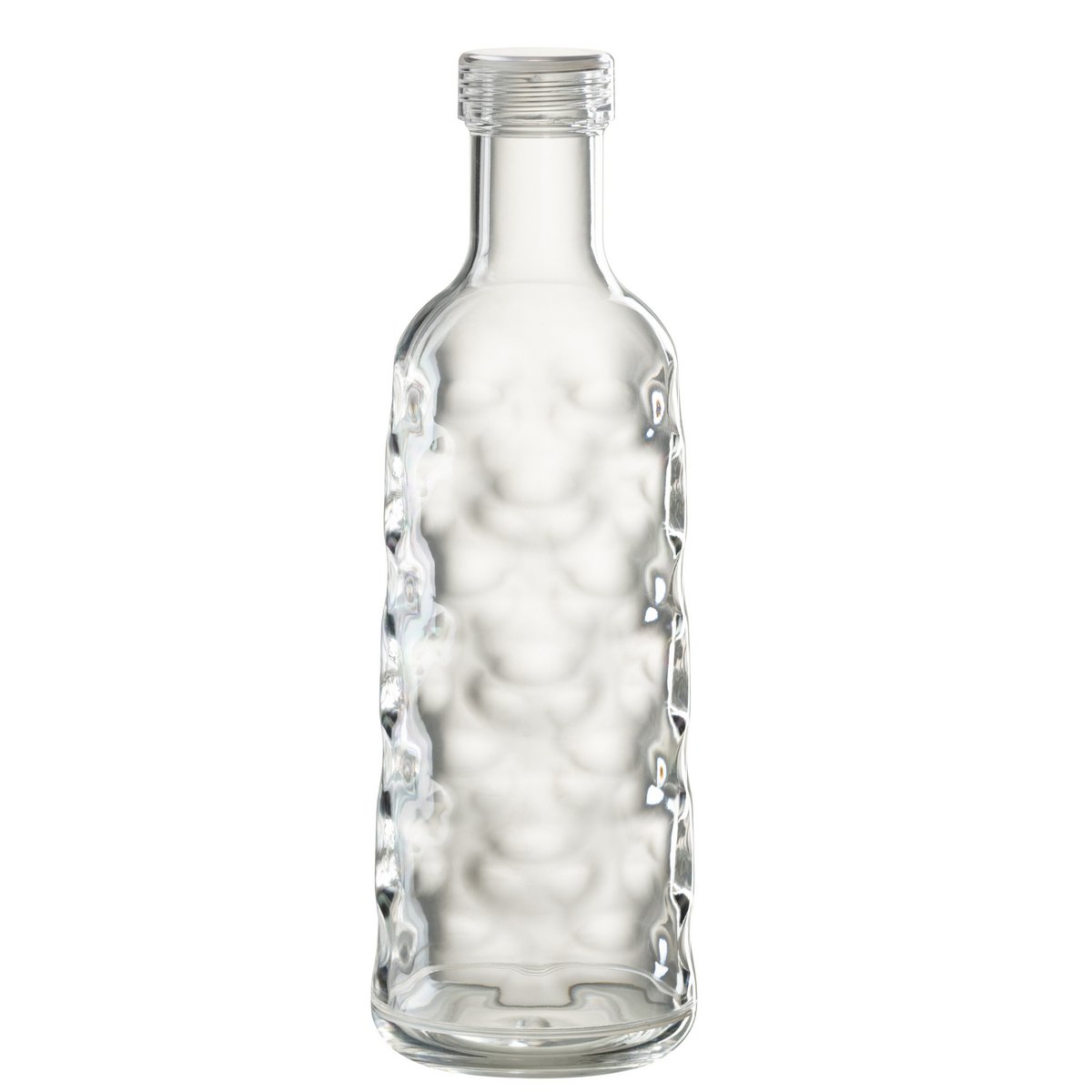 Bouteille J-Line martelée en plastique transparent, vue de face