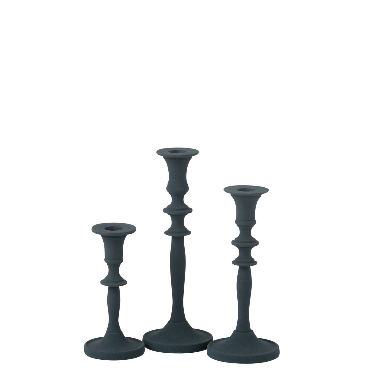 J-Line Lot de 3 bougeoirs Classic Aluminium Bleu