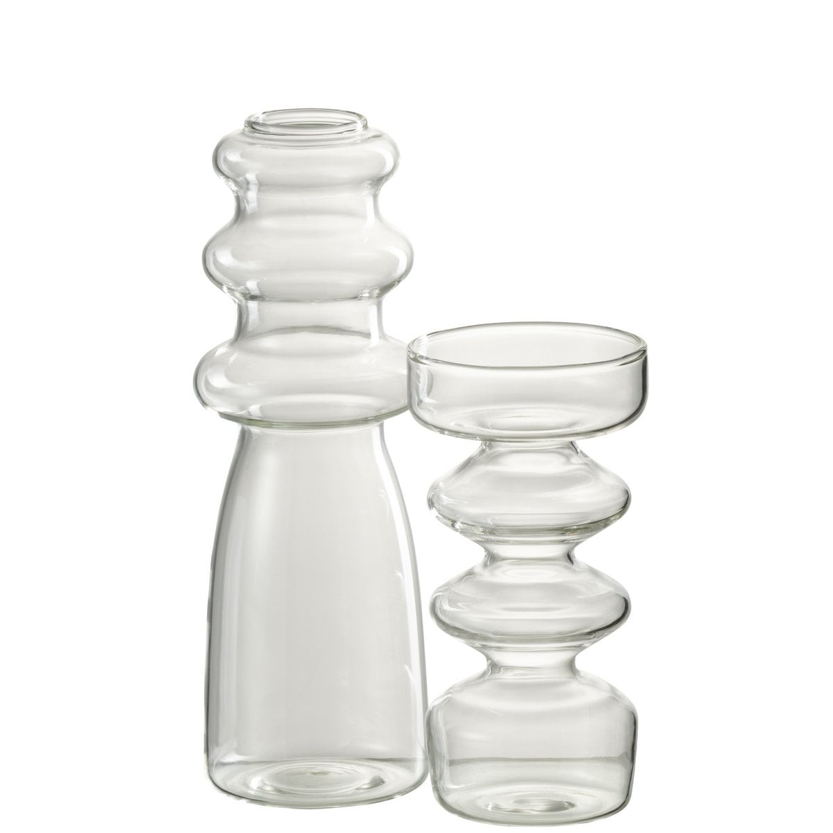 Vase Luna en verre transparent de J-Line, vue de face