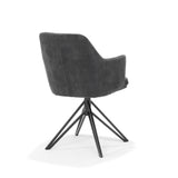 Chaise de bras Calvin tournant au tissu noir Aurora anthracite