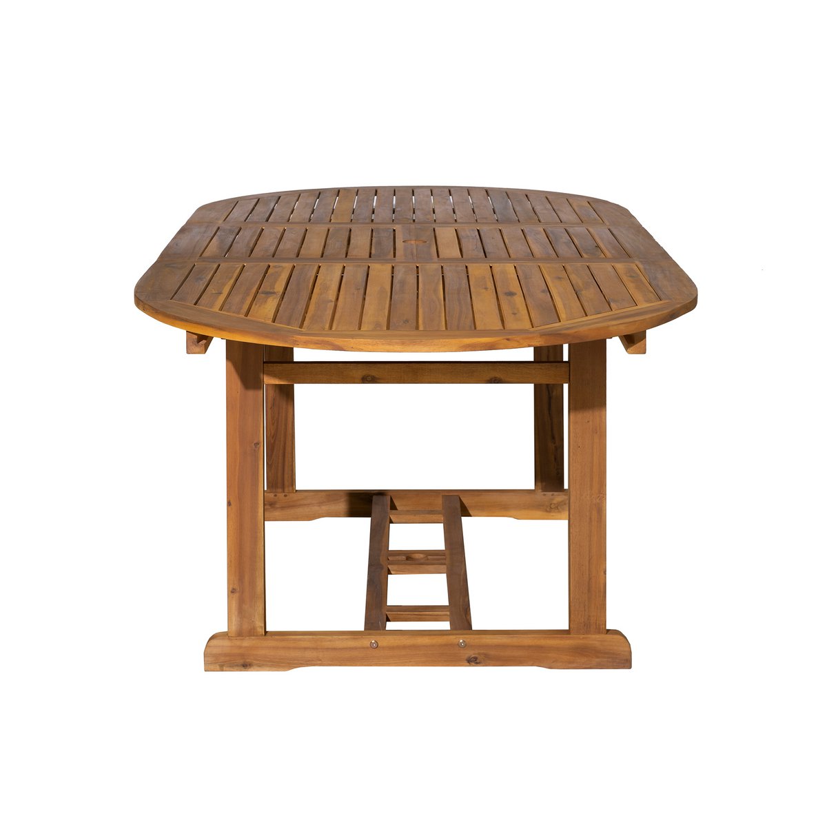 Vue latérale de la table de jardin ovale