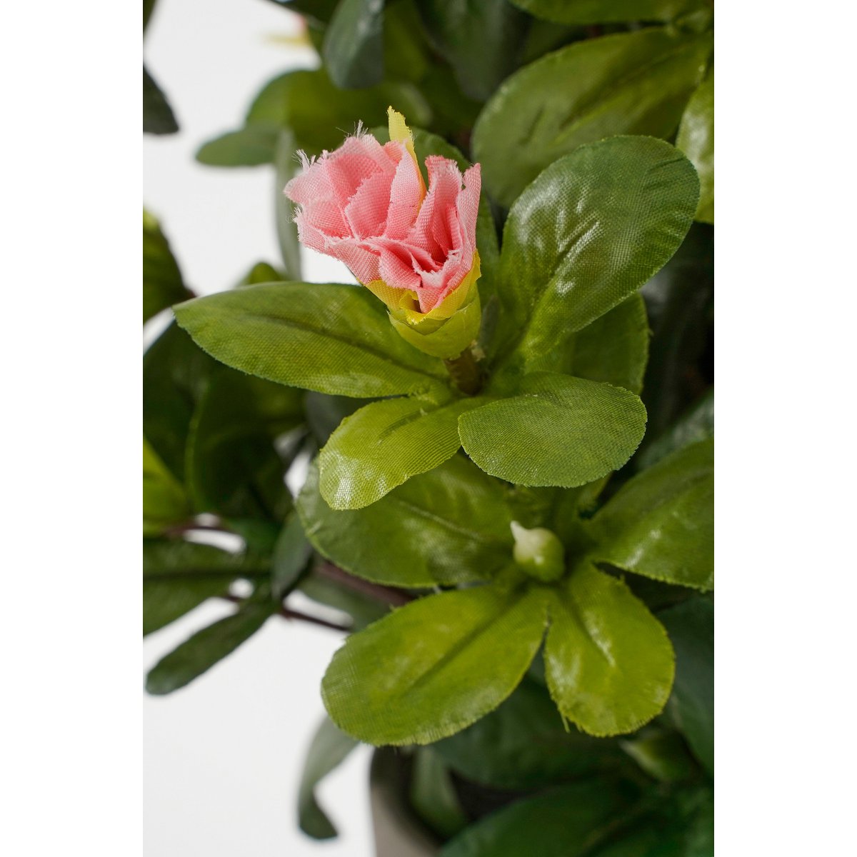Azalée artificielle Pêche avec fleurs en bouton et en pleine floraison