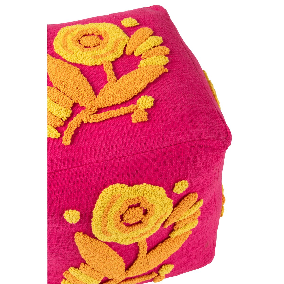 Pouf carré J-Line dans un salon chic et bohème