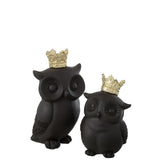 Détail du Hibou Crown en résine, mettant en valeur les couleurs noir et doré